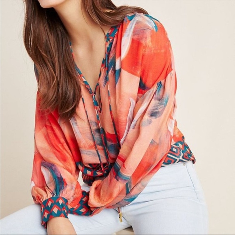 Anthropologie Bl^nk London Siena Peasant Blouse